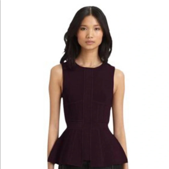 ALC BASTIEN BURGUNDY PEPLUM TOP - Picture 1 of 6